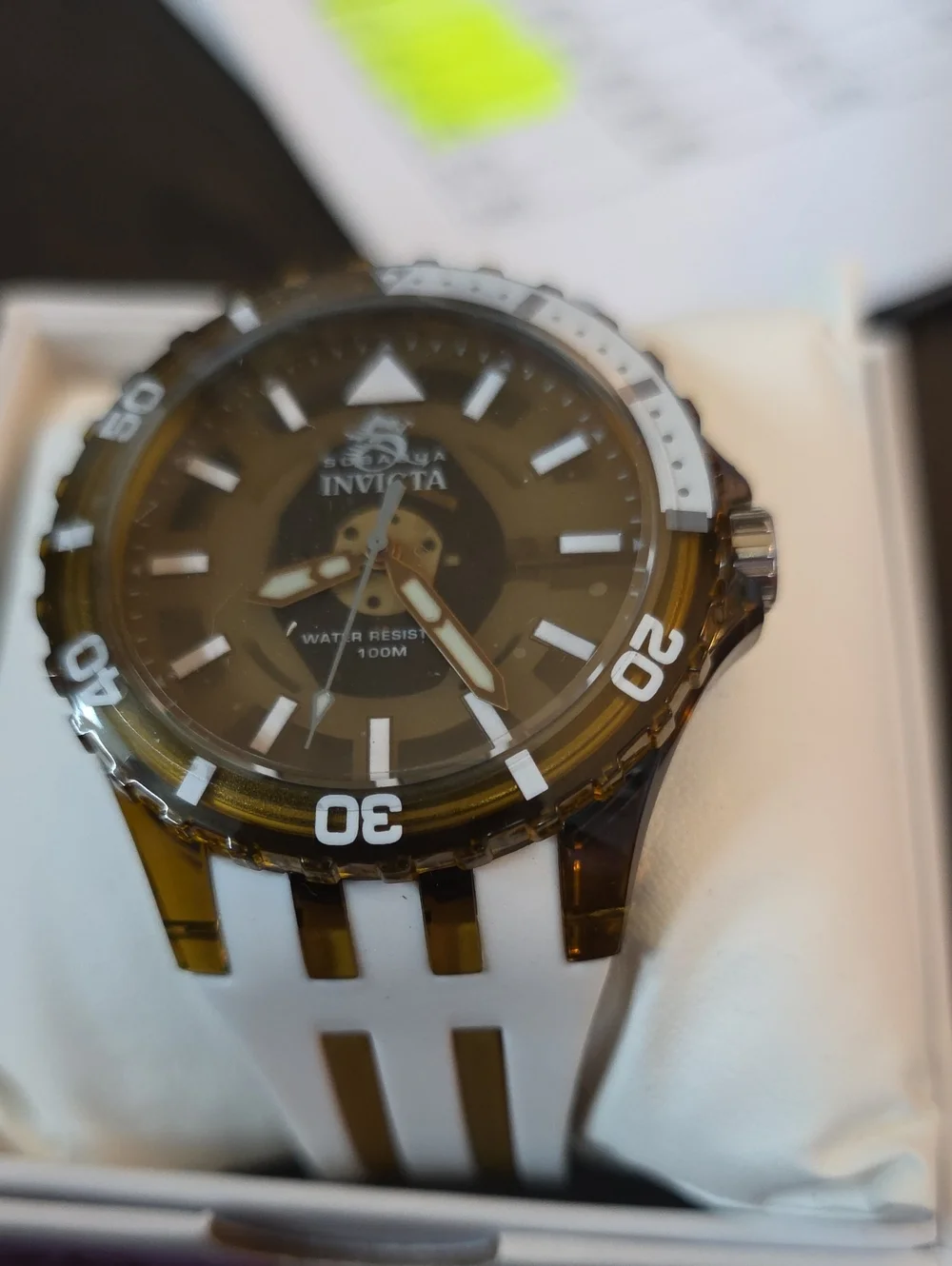 581. Invicta Subaqua Men Watch rubber strap Brown White dial brown 70034